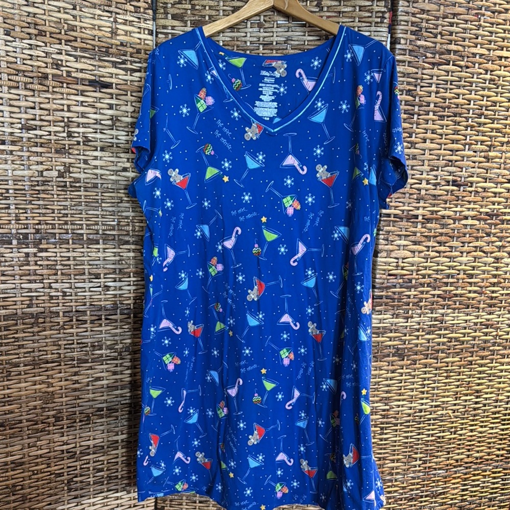 Blue Patterned Women's Top Sleep Gown Pajamas 2X Fun 🤩